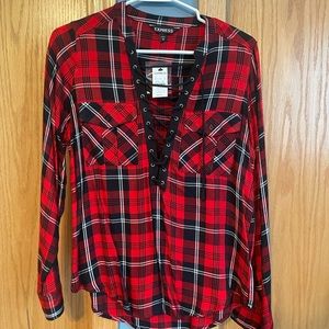 Red plaid blouse